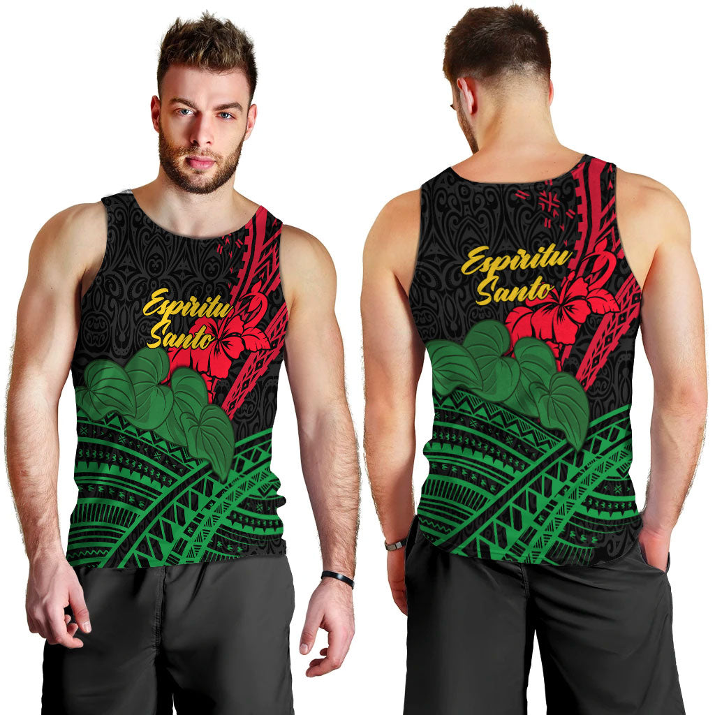 Vanuatu Espiritu Santo Men Tank Top Kava With Hibiscus