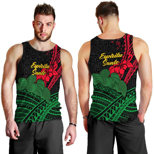 Vanuatu Espiritu Santo Men Tank Top Kava With Hibiscus
