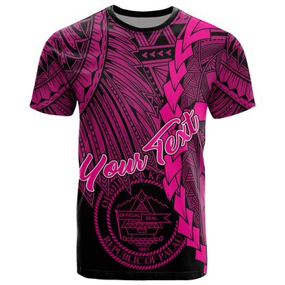 Palau Polynesian Custom Personalised T Shirt Tribal Wave Tattoo Pink