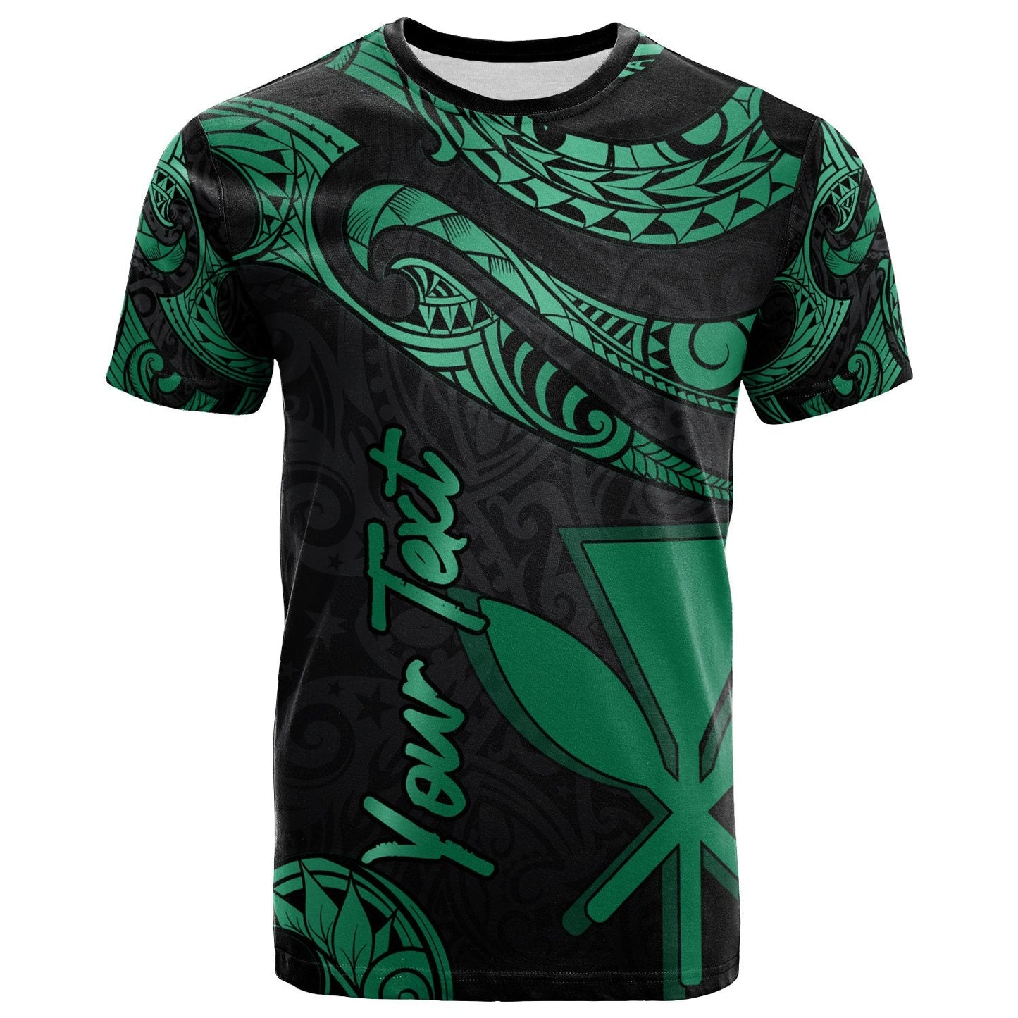 Hawaii Kanaka Maoli Polynesian Custom Personalised T - Shirt - Poly Tattoo Green Version