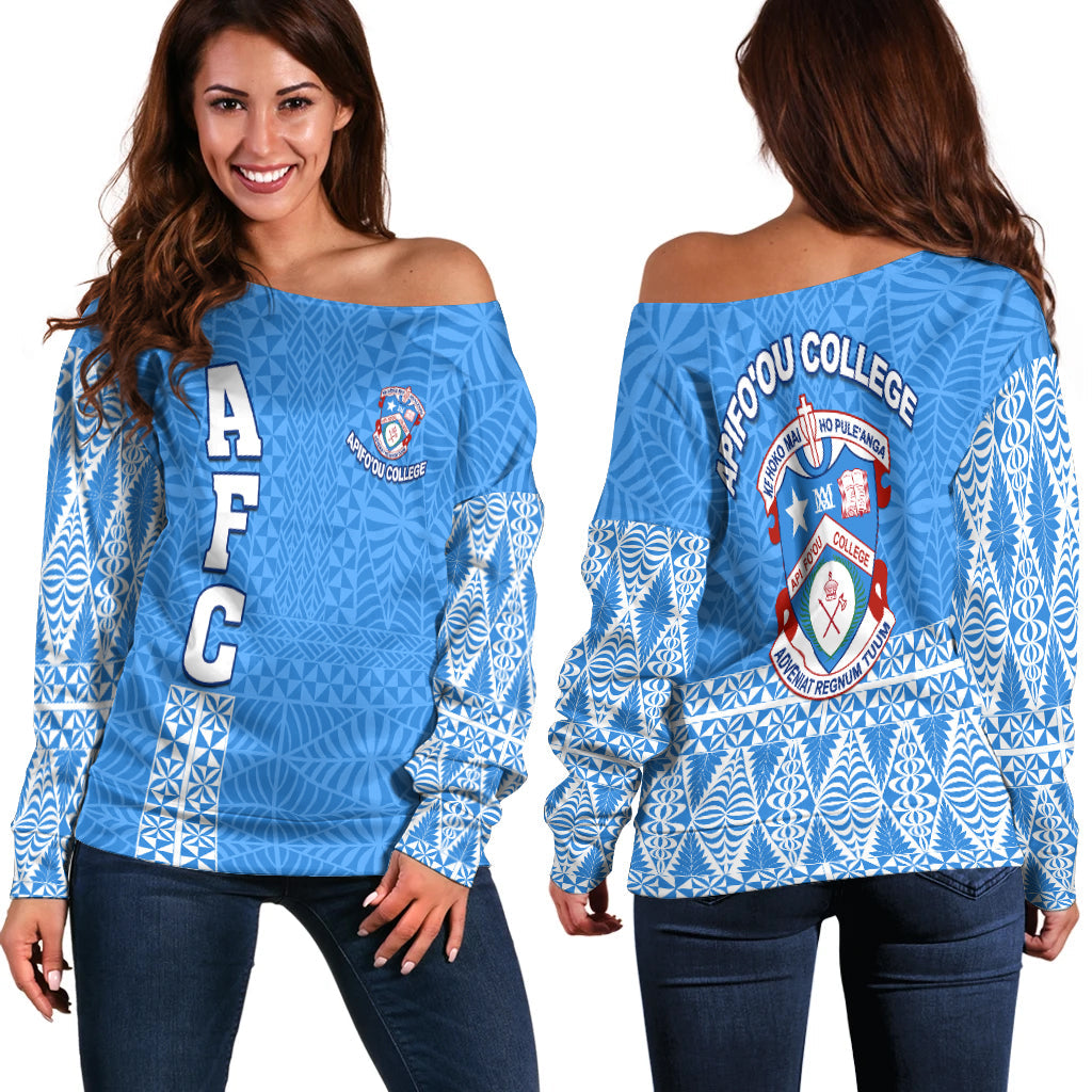 Apifo'ou College Off Shoulder Sweater Tongan Pattern AFC Lovers