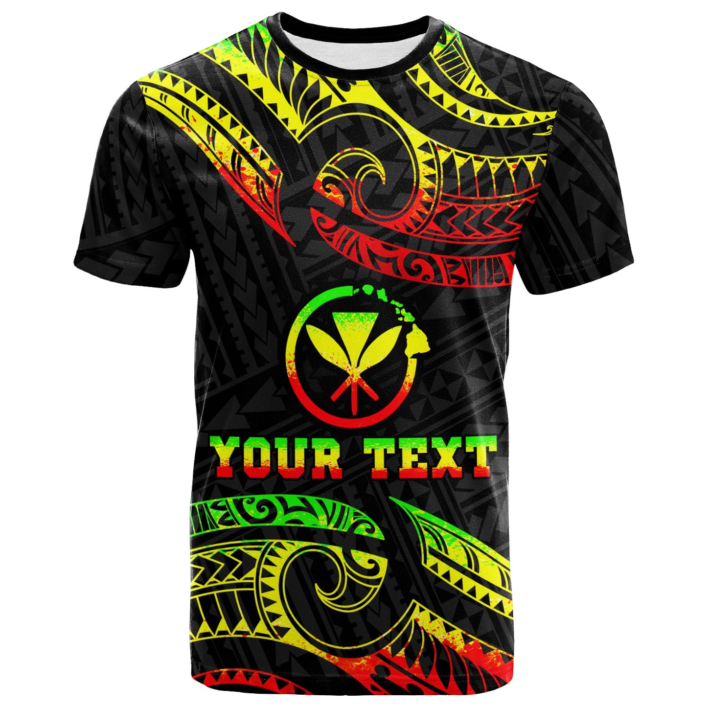 (Custom Personalised) Hawaii T Shirt Tribal Pattern Reggae 2