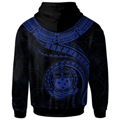 Polynesian Samoa Hoodie Samoan Waves (Blue)