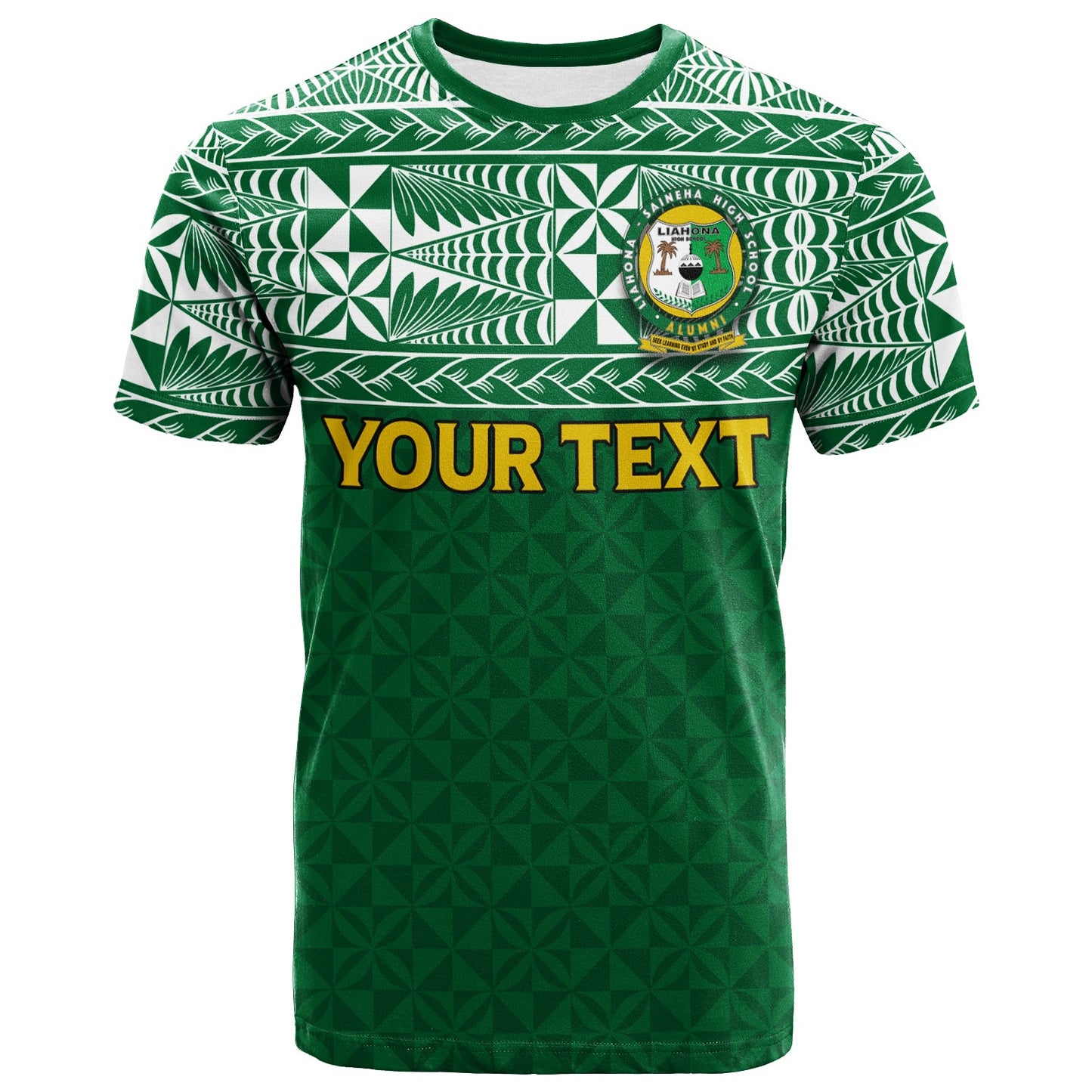 Custom Personalised Liahona Tonga T - Shirt - Tongan Pattern -