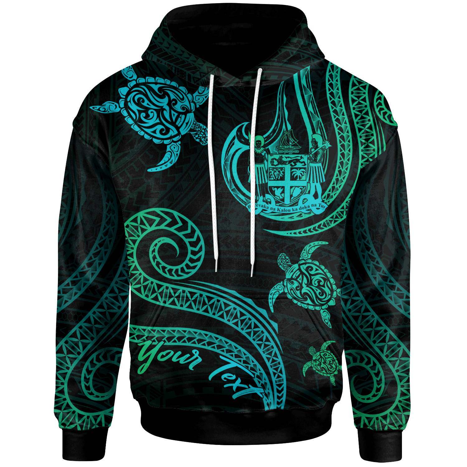 Fiji Hoodie Polynesian Turtle With Pattern