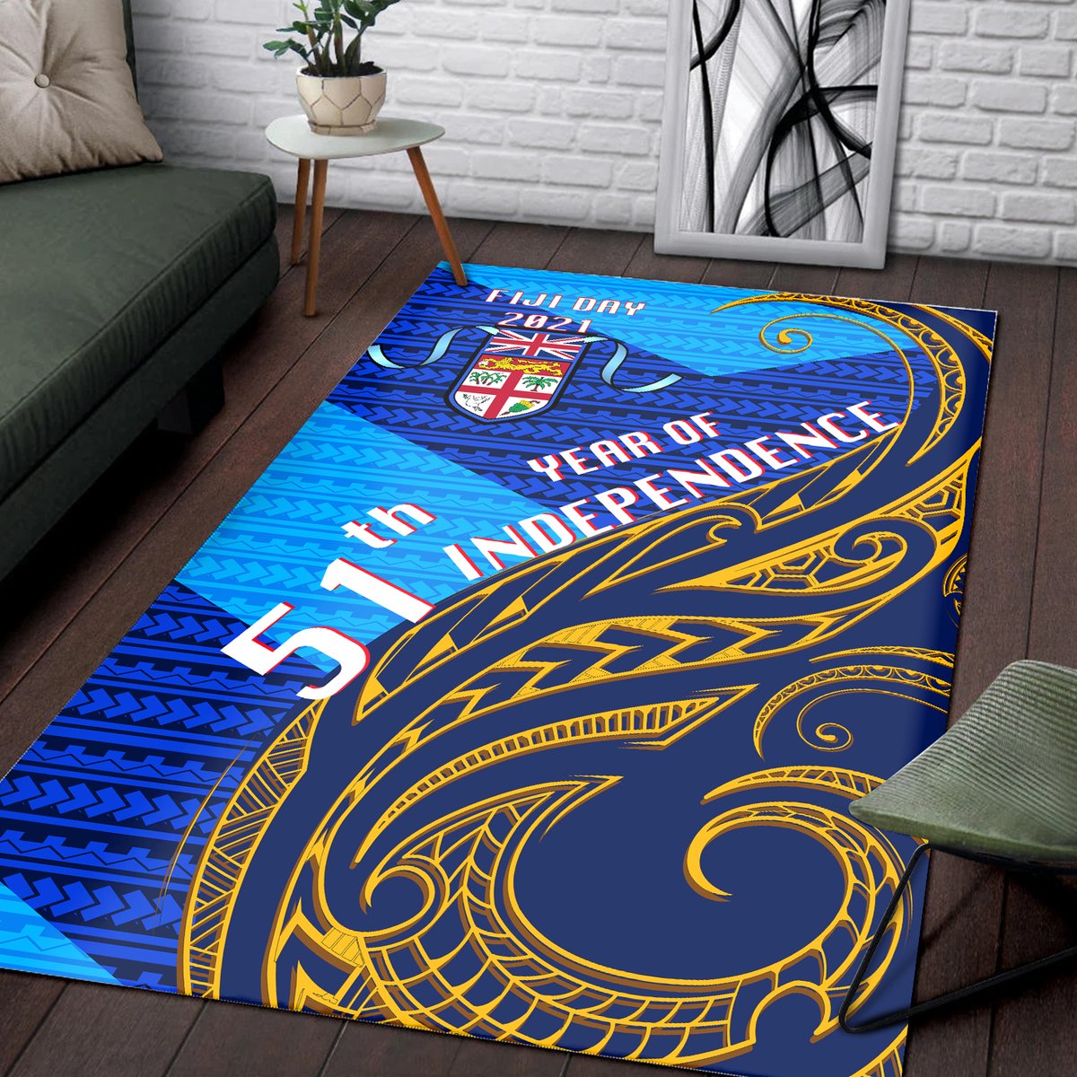 Fiji Day Area Rug 51th Year Of Independence 0