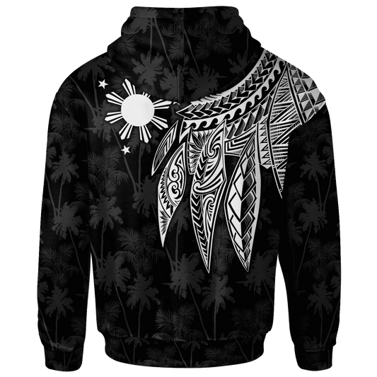 The Philippines Personalised Hoodie Polynesian Wings White