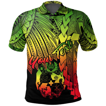 Tonga Polynesian Custom Personalised Polo - Tribal Wave Tattoo Reggae