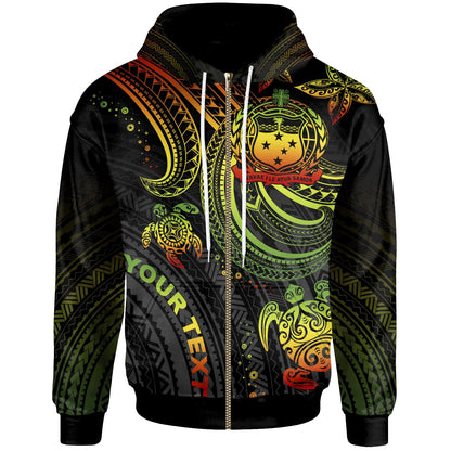 Custom Text Samoa Polynesian Hoodi Personalised Reggae Turtle Tropical Zip Up Hoodie