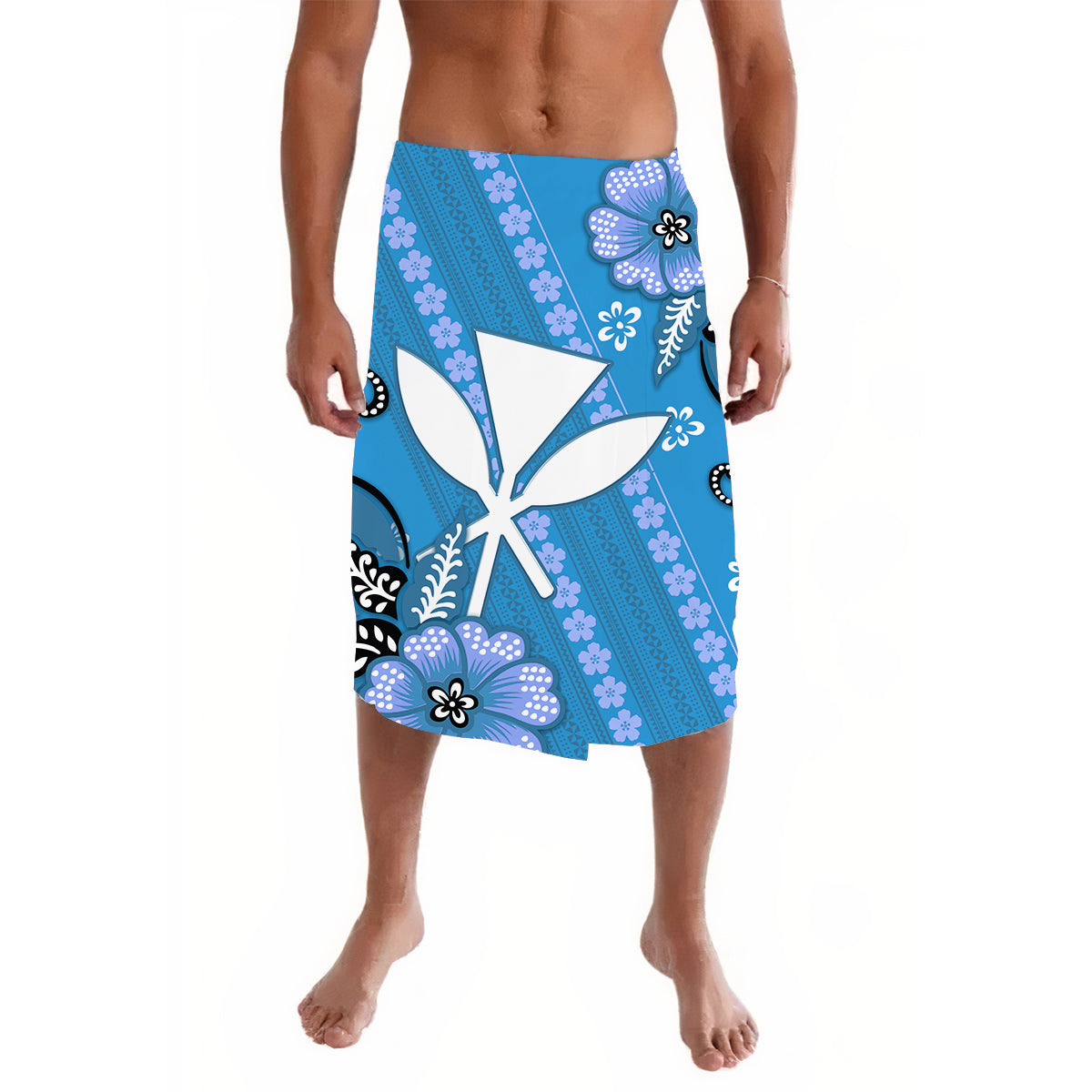 Hawaii Lavalava Kakau Tribal Blue Batik Floral
