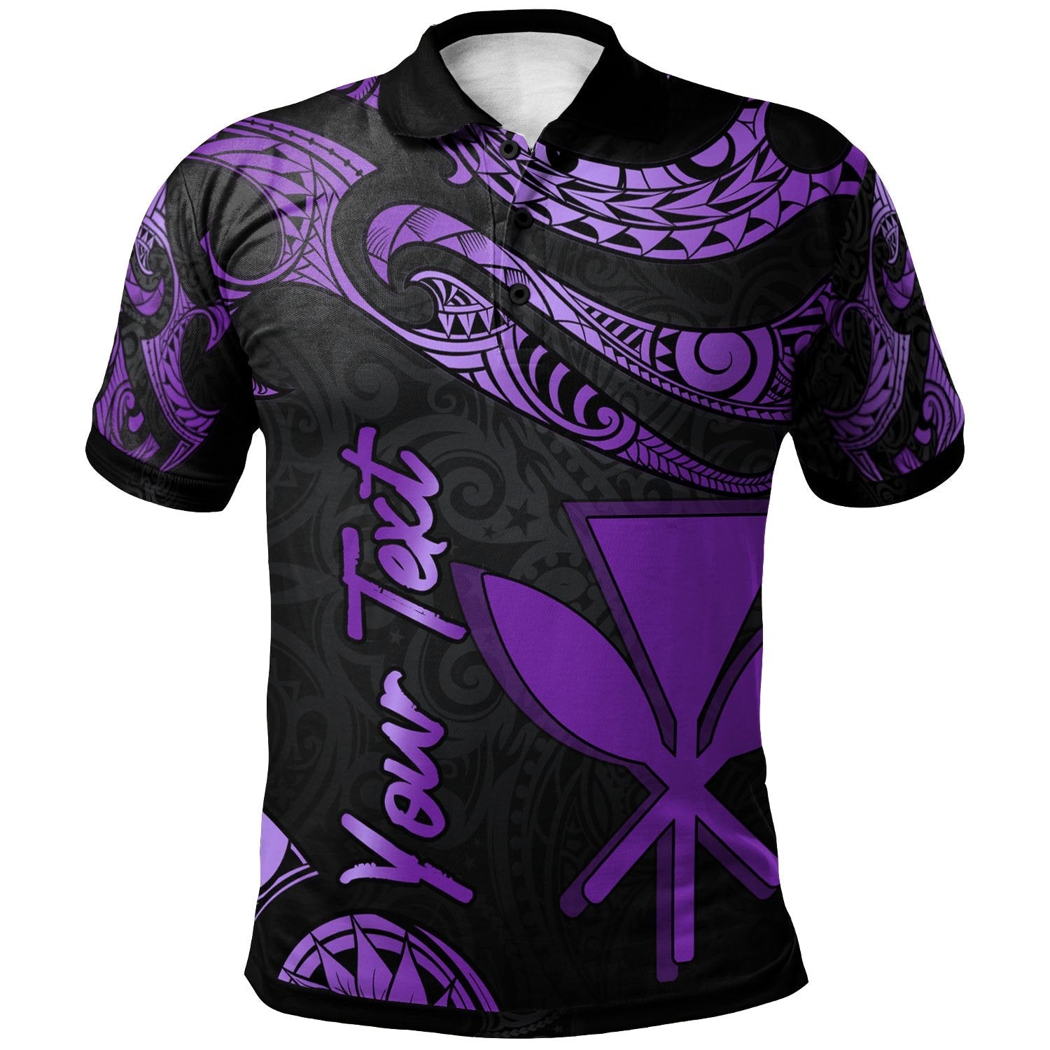 Hawaii Kanaka Maoli Polynesian Custom Personalised Polo Shirt - Poly Tattoo Purple Version