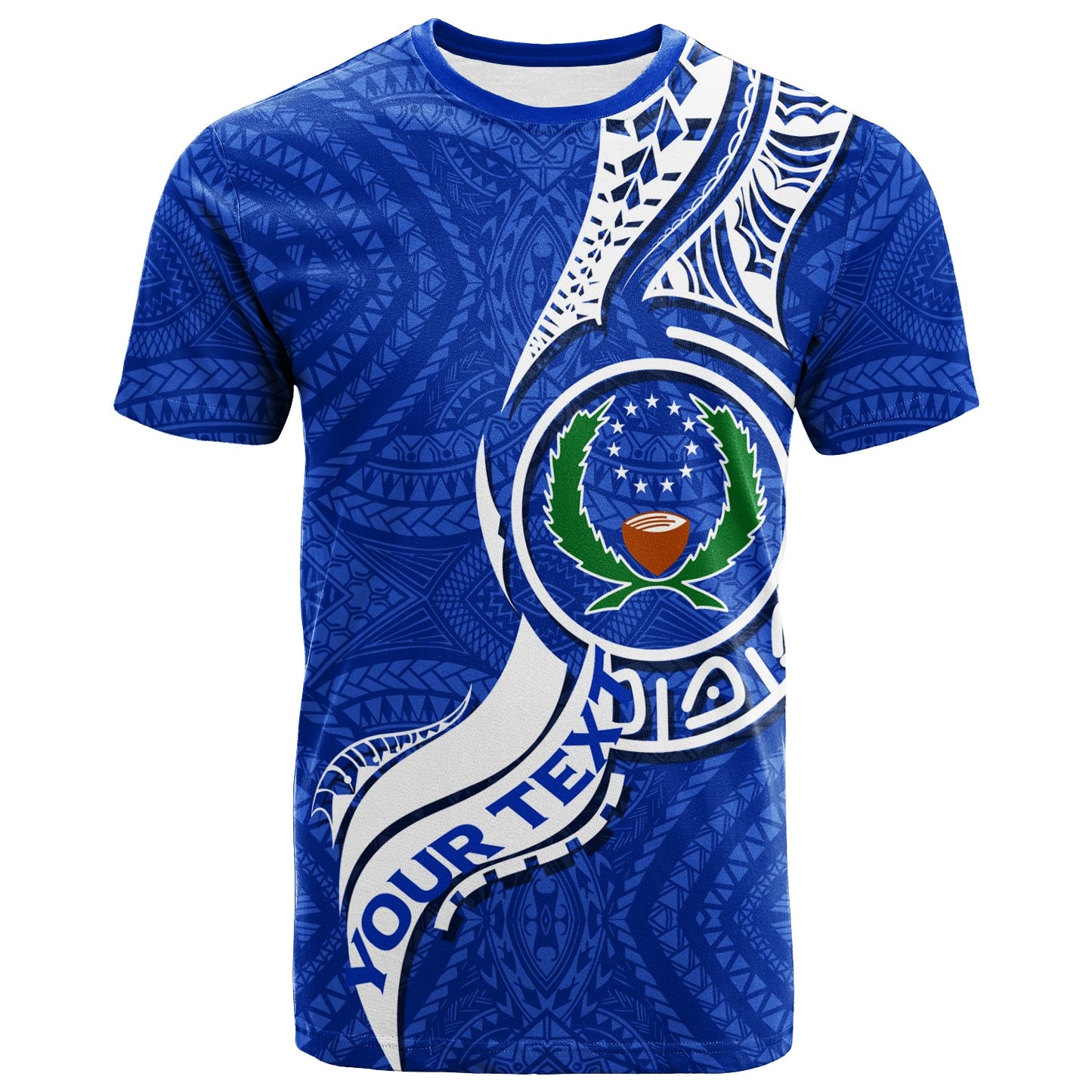 Custom Personalised Pohnpei T - Shirt - Micronesia Pride Blue -