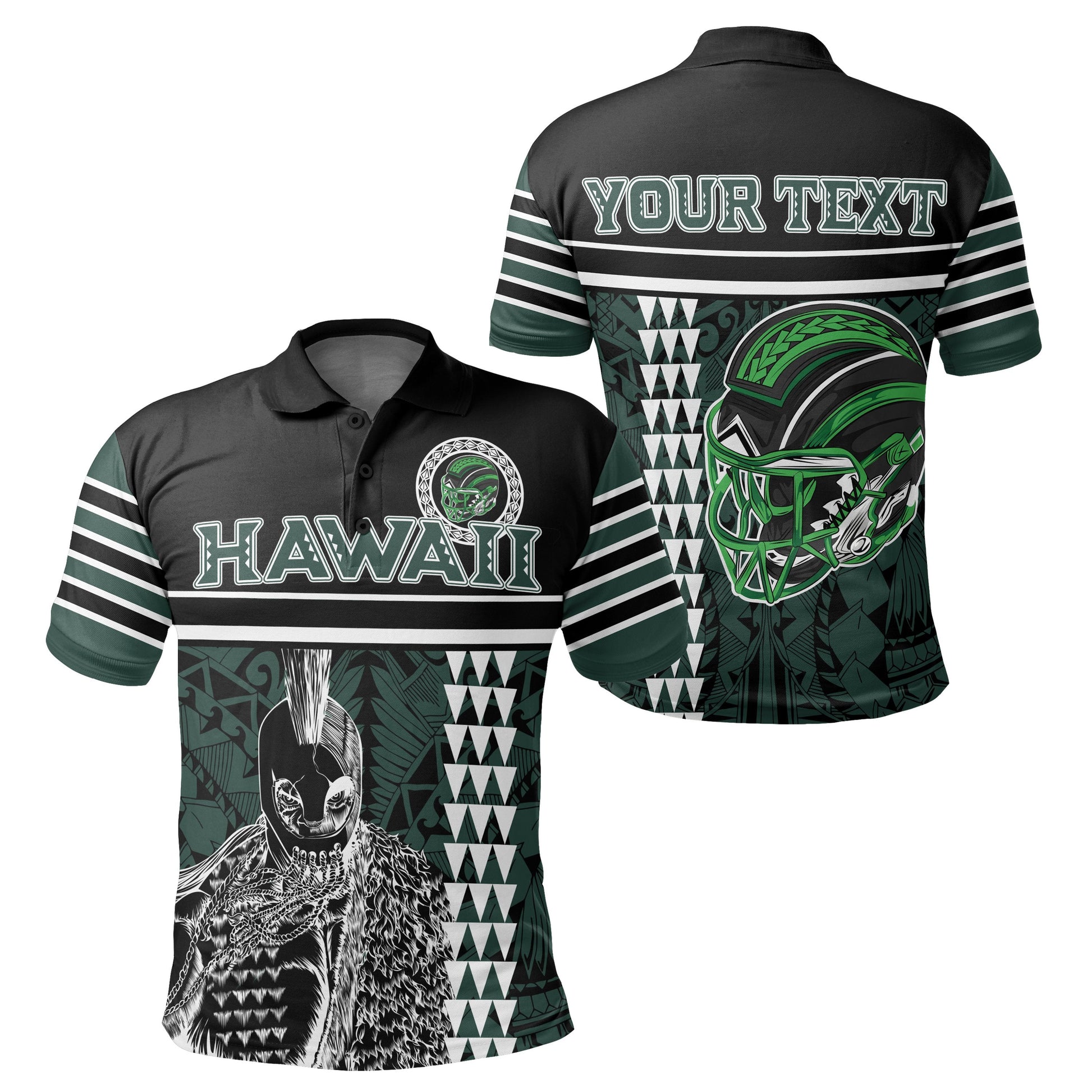 Personalised - Hawaii Kakau Polynesian Warrior Football Polo Shirt - AH - Rainbow Style