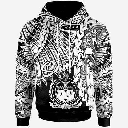 Samoa Polynesian Hoodie Tribal Wave Tattoo White