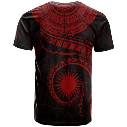 Marshall Islands Polynesian Personalised T Shirt Marshall Islands Waves (Red)