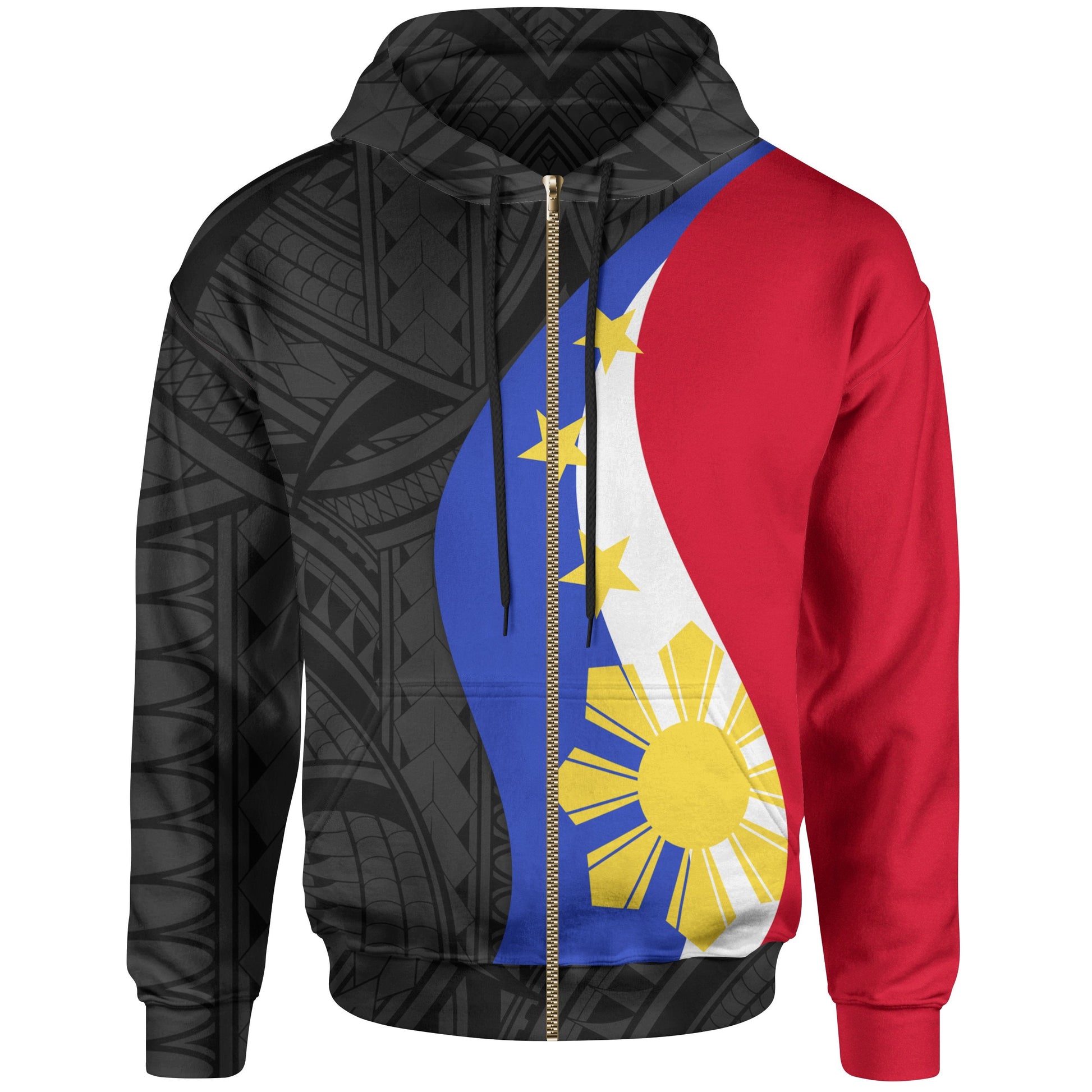 Philippines Zip Up Hoodie King Lapu Lapu Polynesian Pattern