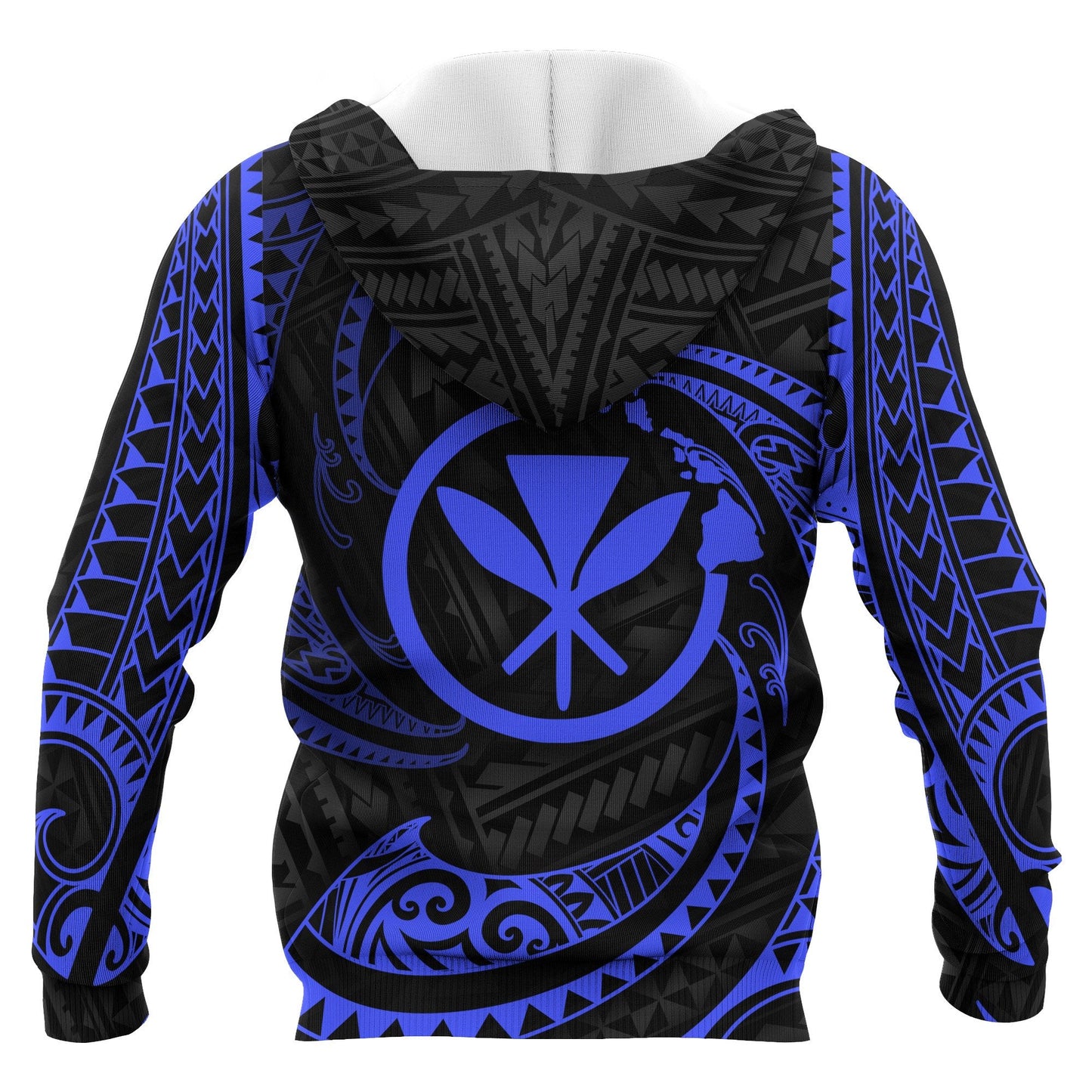 Hawaii Polynesian Hoodie Blue Tribal Wave