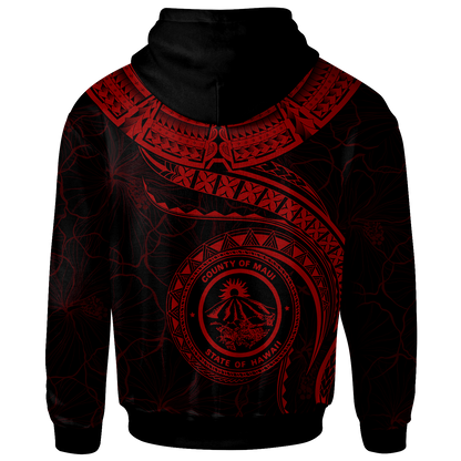 Polynesian Hawaii Hoodie Maui Polynesian Waves Red