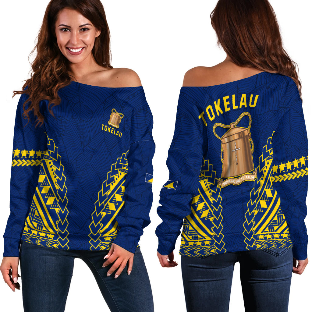 Tokelau Off Shoulder Sweater Coconut Palm Leaf