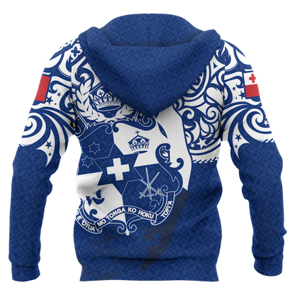 Tonga Polynesian Hoodie Tongan Pride Bright Blue