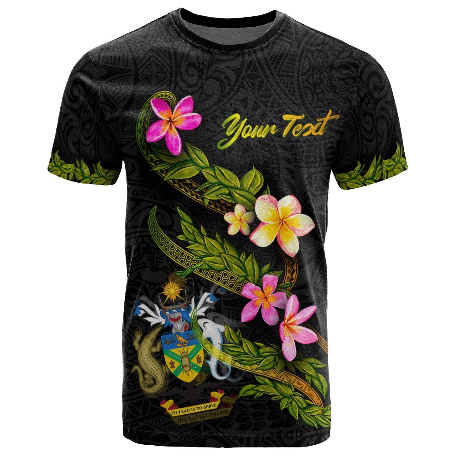 Solomon Islands Polynesian Custom Personalised T - Shirt - Plumeria Tribal