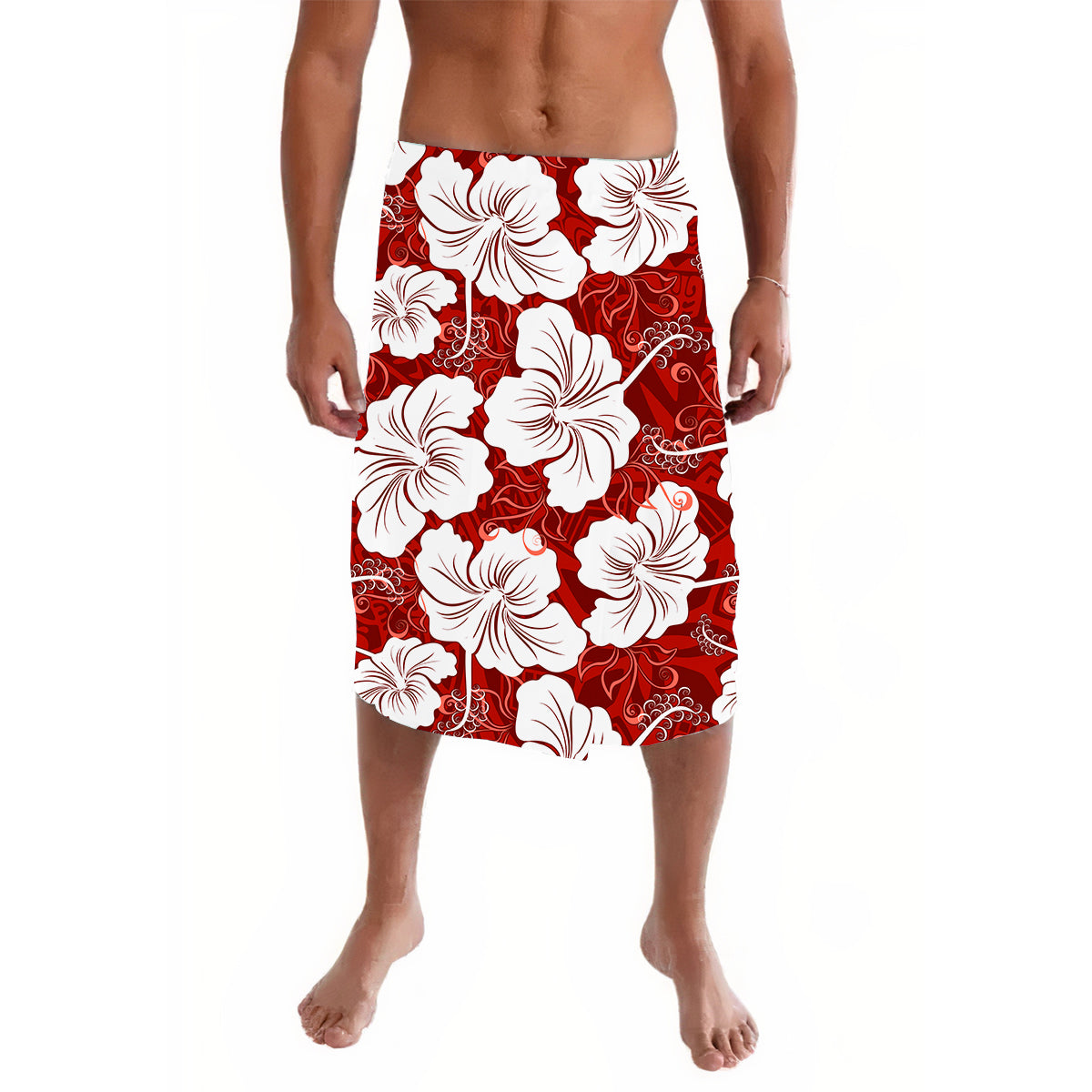 Hawaii Lavalava Polynesia Red Simple Tropical Flowers