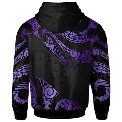 Tonga Polynesian Zip Hoodie Poly Tattoo Purple Version