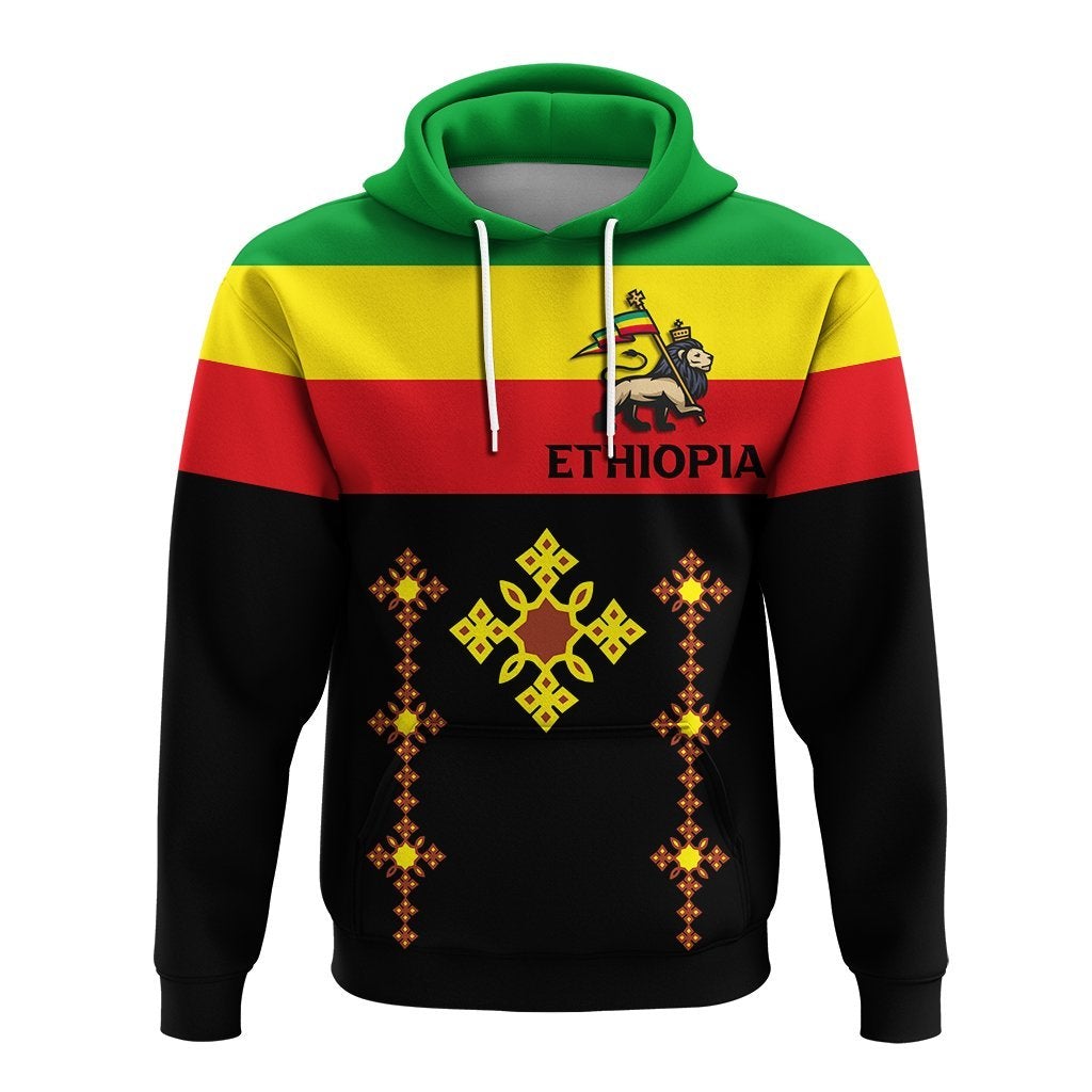 Ethiopia Cross With Flag Hoodie Lt12