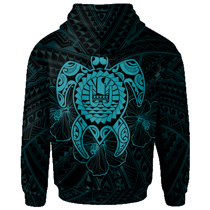 Tahiti Polynesian Hoodie Vintage Polynesian Turtle (Turquoise)