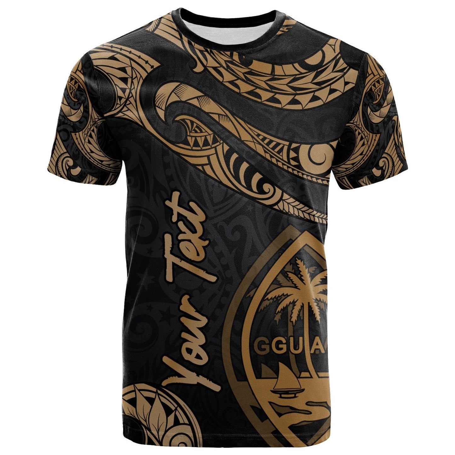 Guam Polynesian Custom Personalised T Shirt Poly Tattoo Gold Version