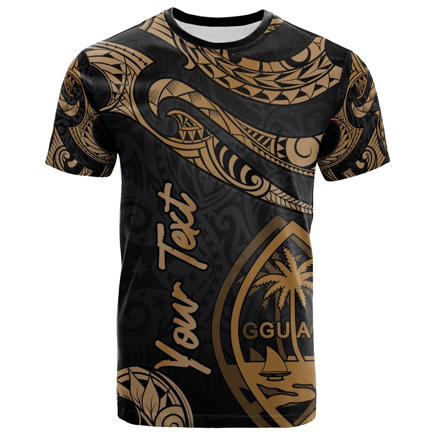Guam Polynesian Custom Personalised T Shirt Poly Tattoo Gold Version