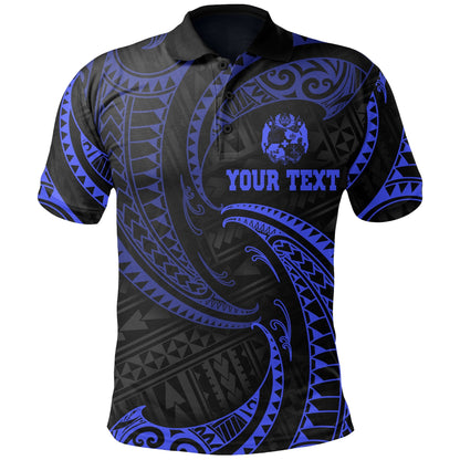 Tonga Polynesian Custom Personalised Polo Shirt - Blue Tribal Wave