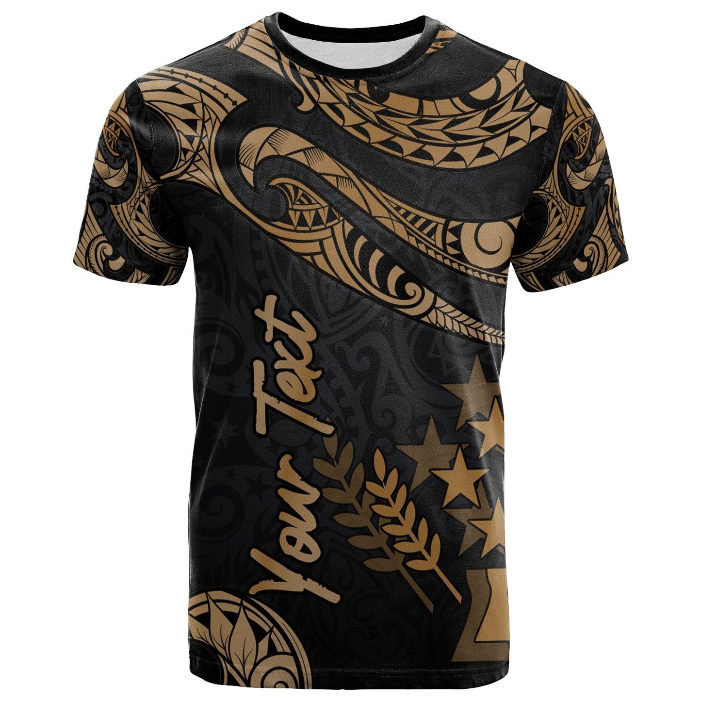 Kosrae Micronesia Custom Personalised T Shirt Poly Tattoo Gold Version
