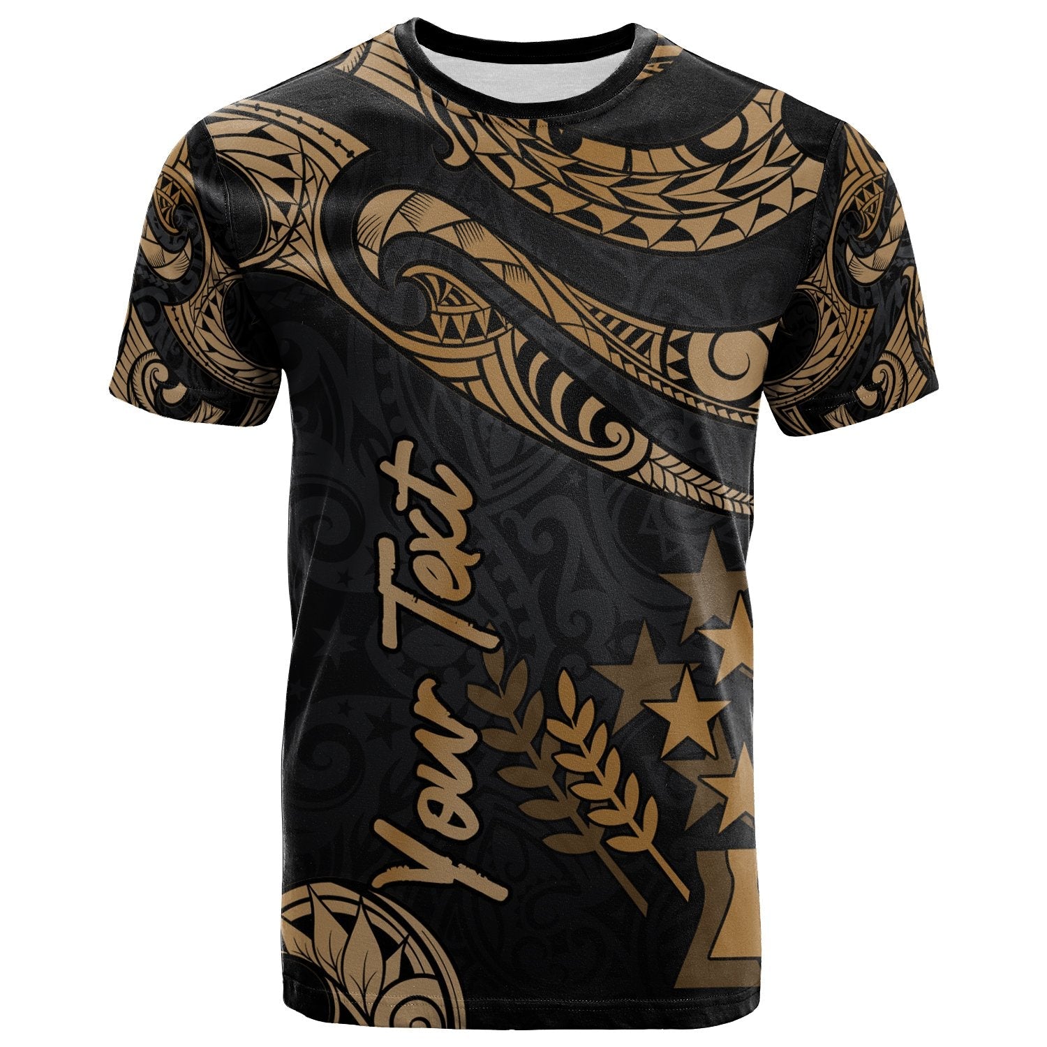 Kosrae Micronesia Custom Personalised T Shirt Poly Tattoo Gold Version
