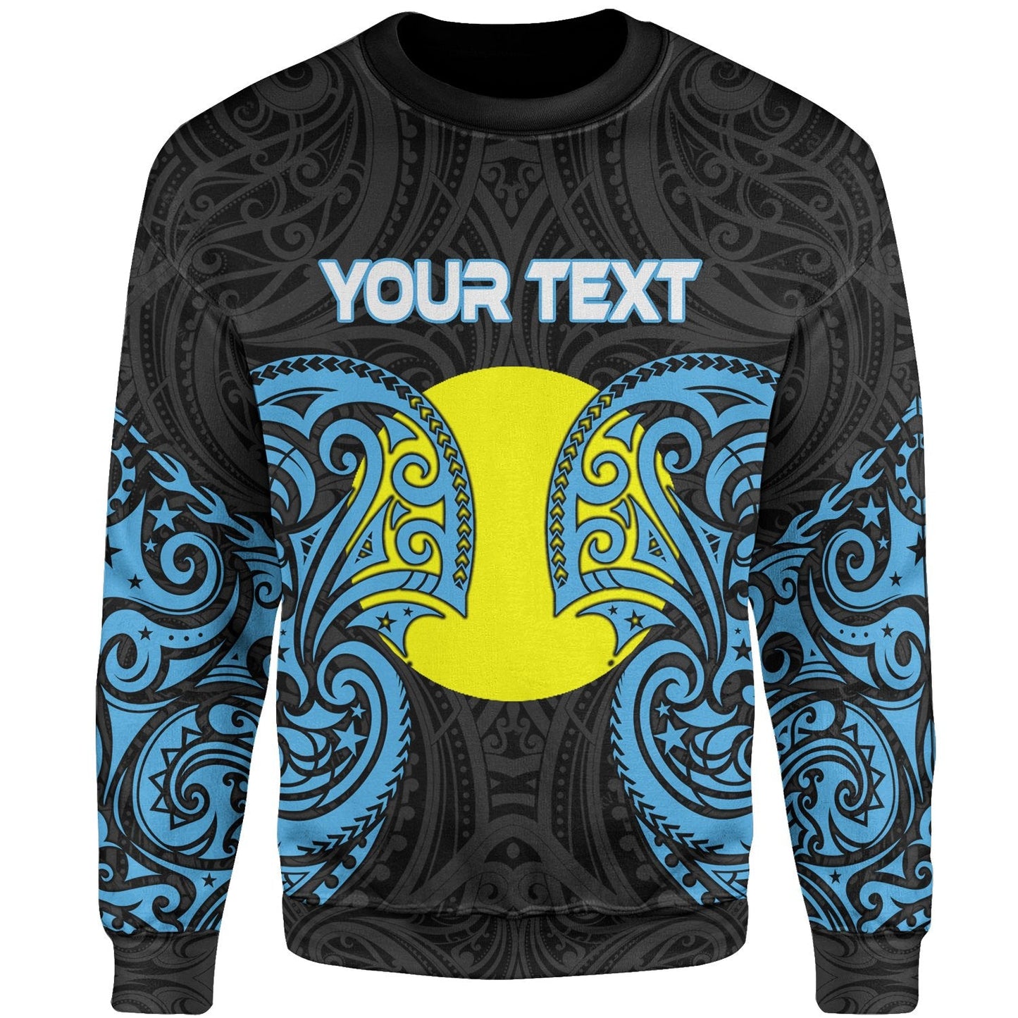 Palau Polynesian Custom Personalised Sweater Spirit Style Blue