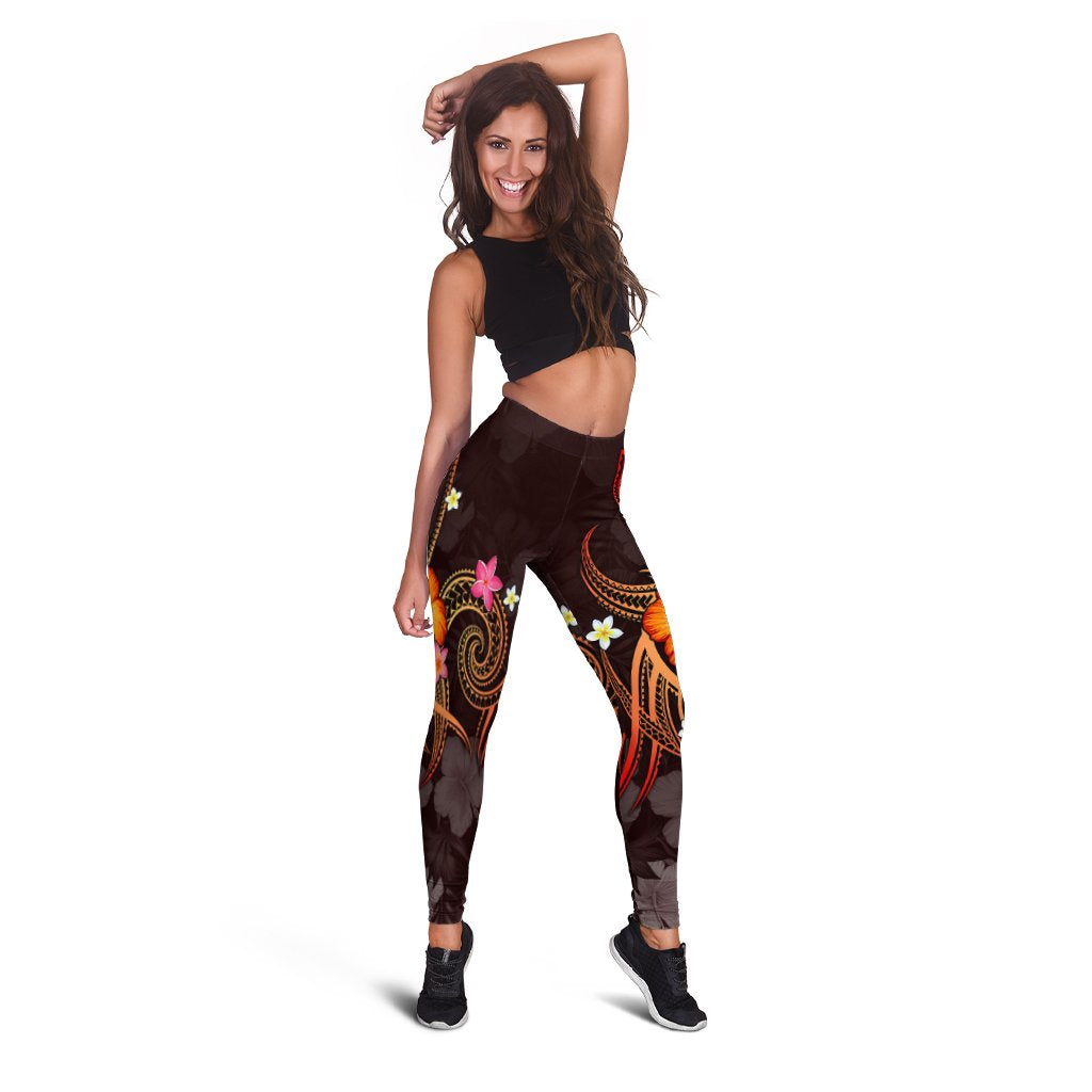 Papua New Guinea Polynesian Women's Leggings - Legend of Papua New Guinea Red