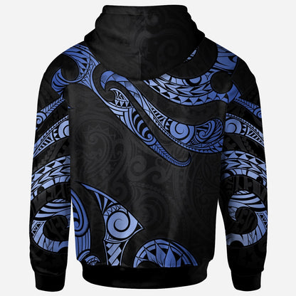 Fiji Polynesian Hoodie Poly Tattoo Blue Version