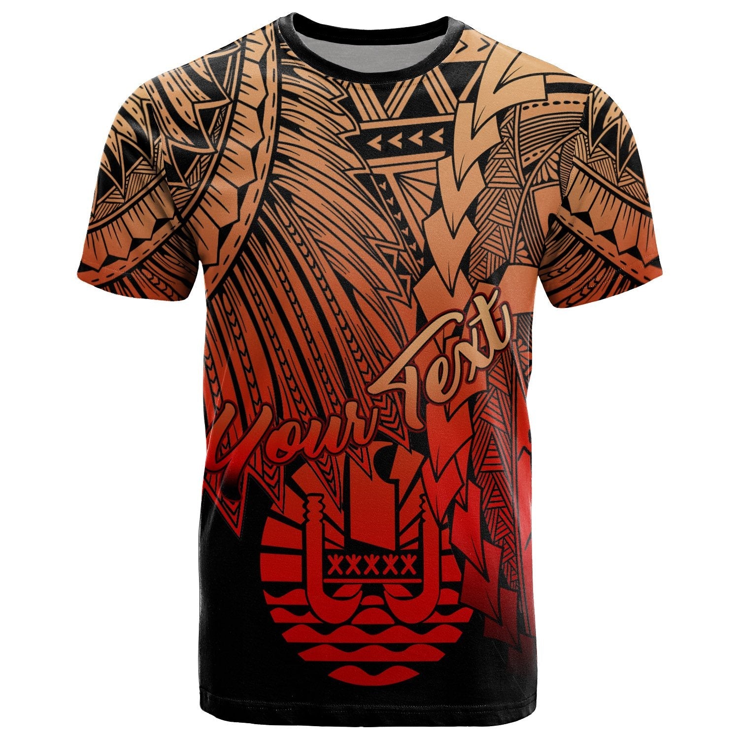 Tahiti Polynesian Custom Personalised T-shirt Tribal Wave Tattoo Red Ver 2