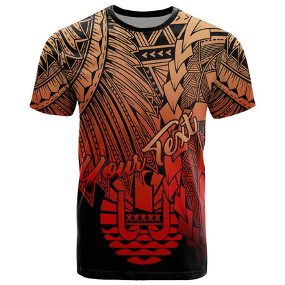 Tahiti Polynesian Custom Personalised T-shirt Tribal Wave Tattoo Red Ver 2