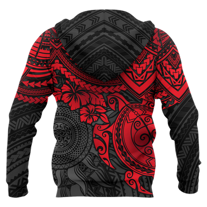 Polynesian Hoodie Polynesian Red Turtle