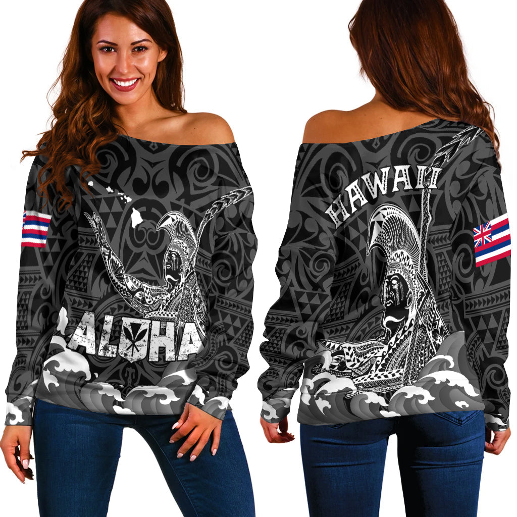 Hawaii King Kamehameha Aloha Hawai'i Nei Women Off Shoulder Sweater