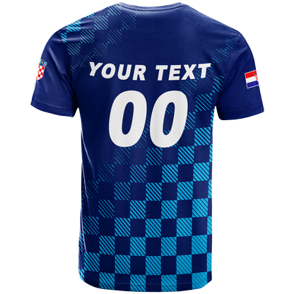 Custom Croatia Football 2022 Champions Pride T Shirt Blue
