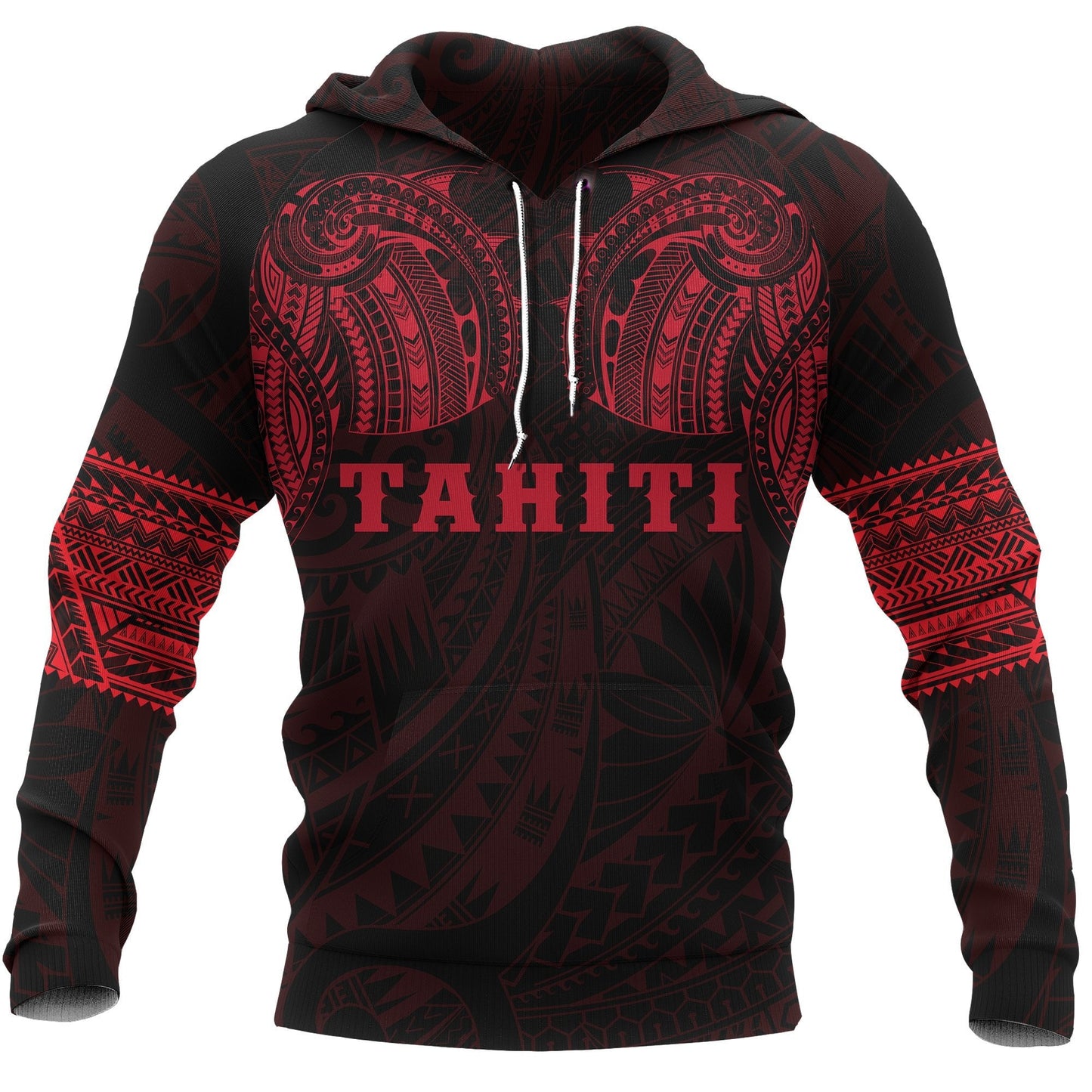Tahiti Polynesian Tattoo All Over Hoodie Red