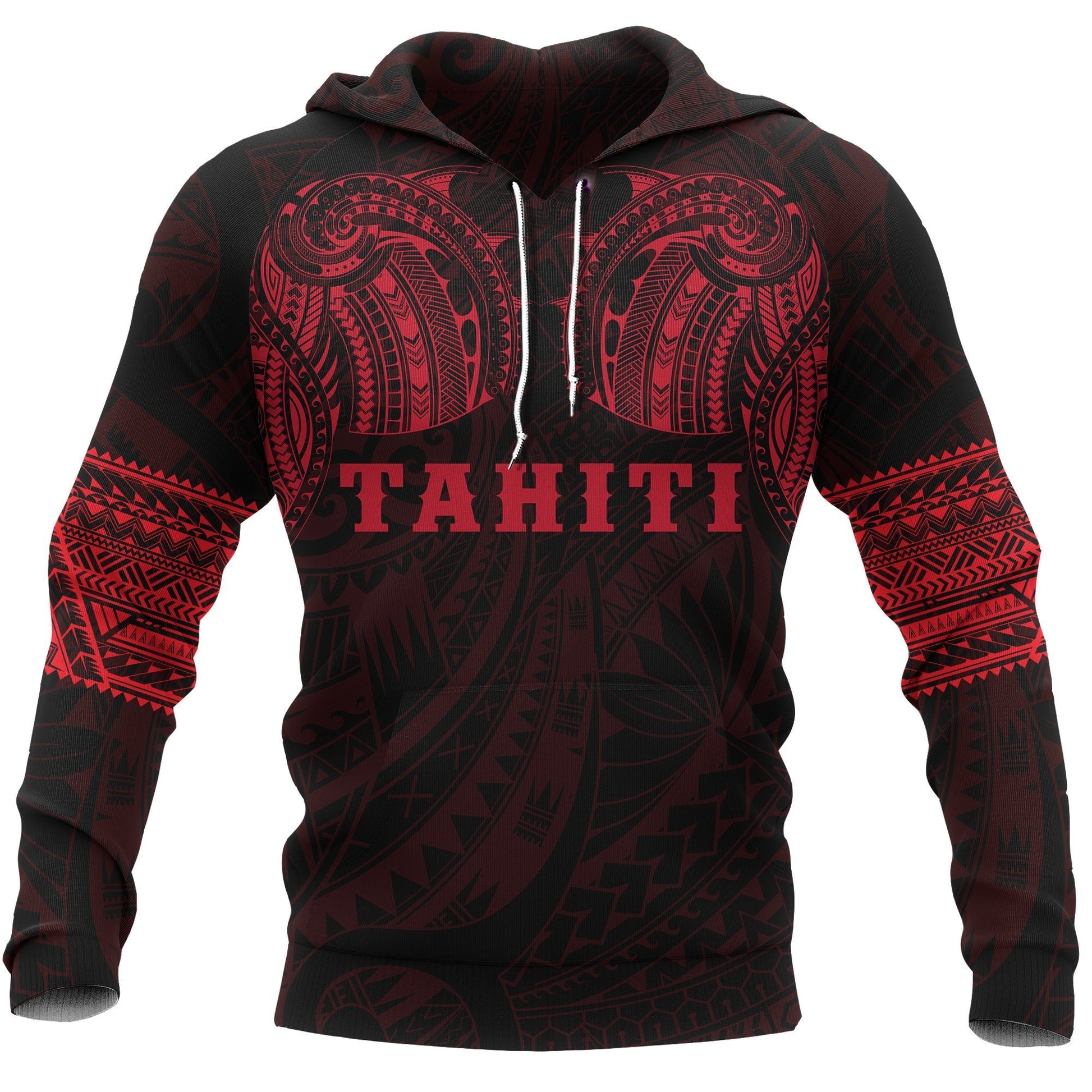 Tahiti Polynesian Tattoo All Over Hoodie Red