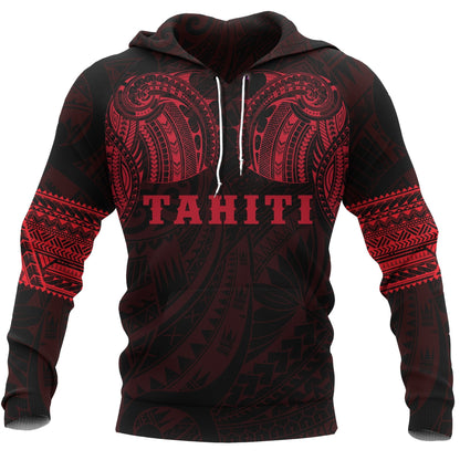 Tahiti Polynesian Tattoo All Over Hoodie Red