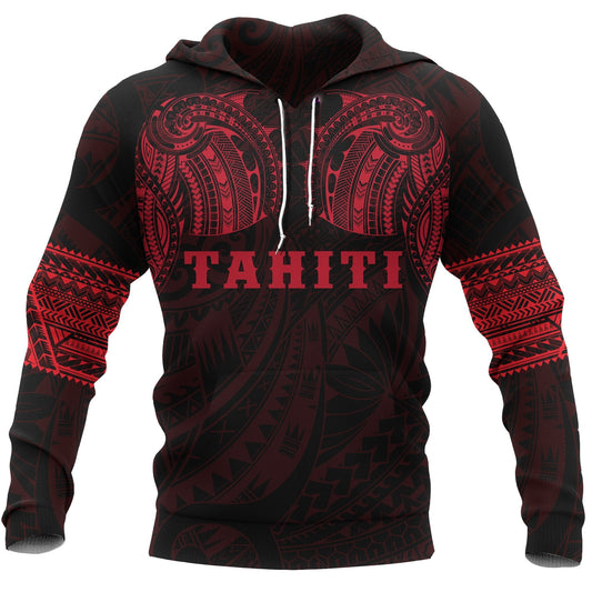 Tahiti Polynesian Tattoo All Over Hoodie Red