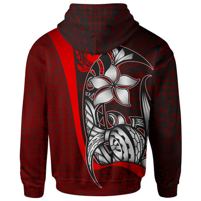 Custom Text Samoa Polynesian Custom Personalised Hoodie Red Turtle with Hook