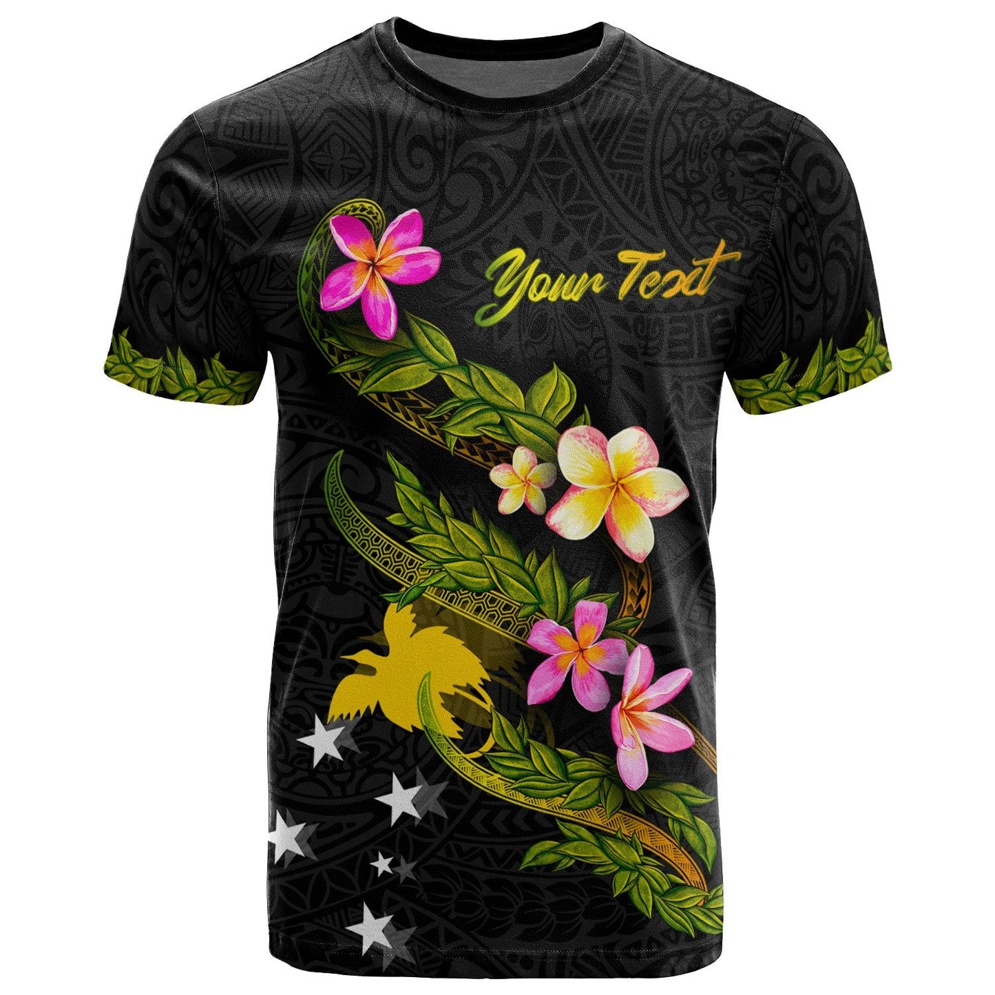 Papua New Guinea Polynesian Custom Personalised T - Shirt - Plumeria Tribal