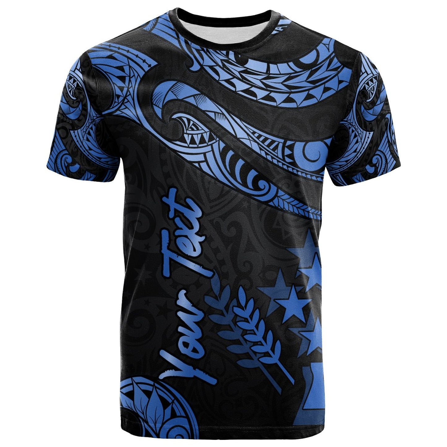 Kosrae Micronesia Custom Personalised T Shirt Poly Tattoo Blue Version