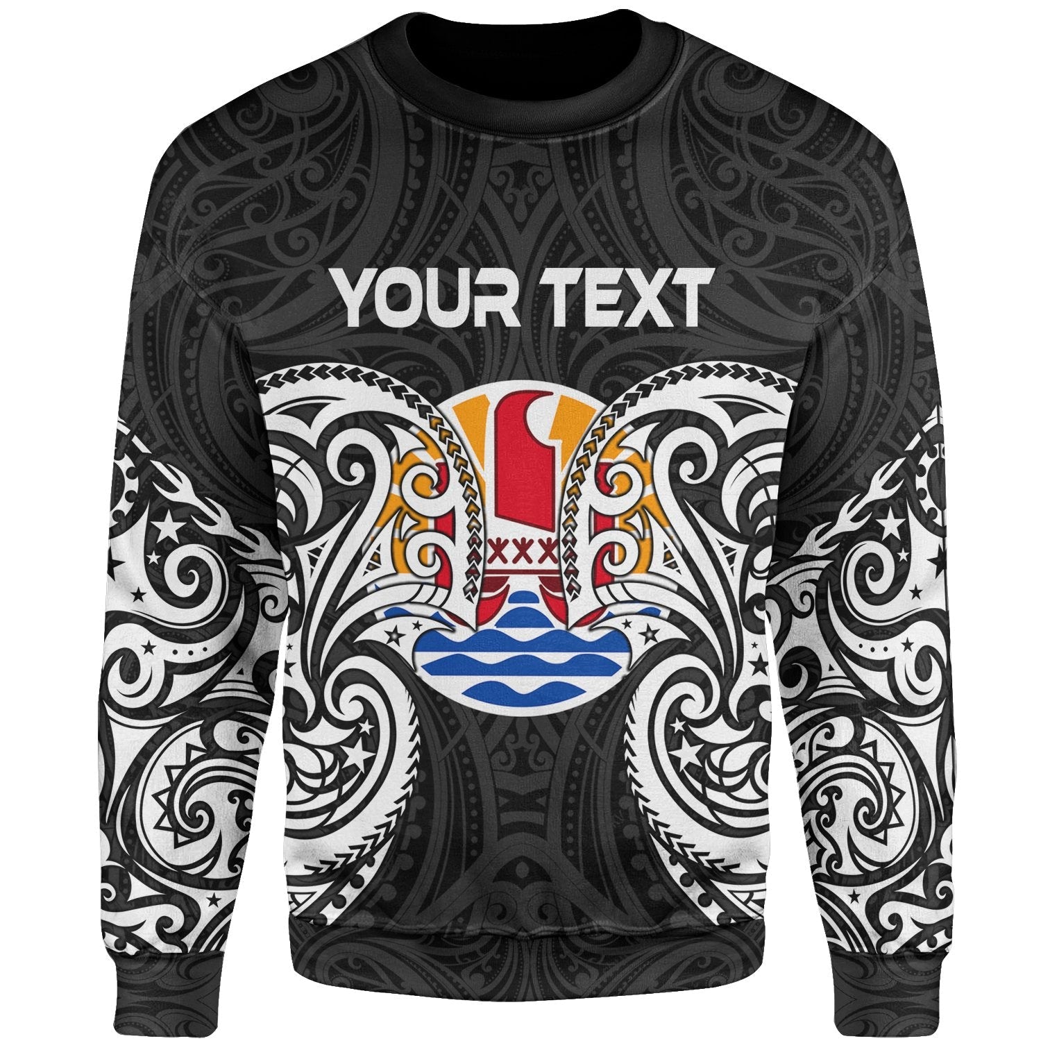 Tahiti Polynesian Custom Personalised Sweater Spirit Style White